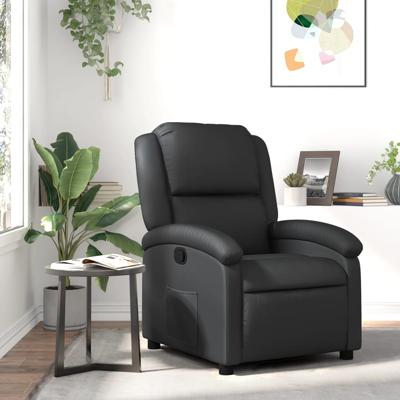 Fauteuil echt leer zwart