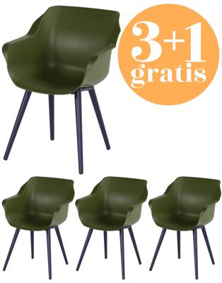 4 x Hartman Sophie Studio dining armstoel Black / Moss