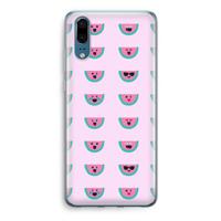 Smiley watermeloenprint: Huawei P20 Transparant Hoesje - thumbnail