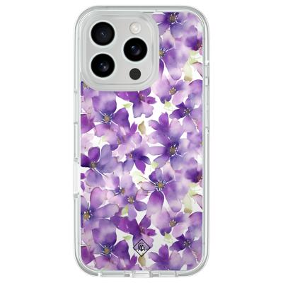 iPhone 16 Pro hybride hoesje - Floral violet