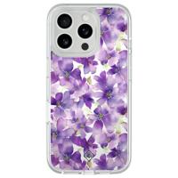 iPhone 16 Pro hybride hoesje - Floral violet
