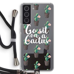 Cactus quote: Samsung Galaxy S21 FE Transparant Hoesje met koord