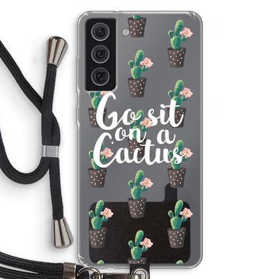 Cactus quote: Samsung Galaxy S21 FE Transparant Hoesje met koord