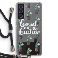 Cactus quote: Samsung Galaxy S21 FE Transparant Hoesje met koord
