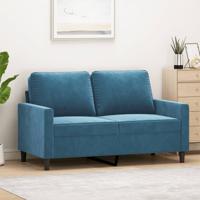 Tweezitsbank 120 cm fluweel blauw - thumbnail