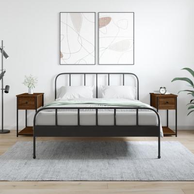 Nachtkastjes 2 st 30x60x60 cm bewerkt hout bruin eikenkleur