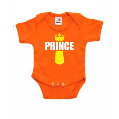 Koningsdag romper Prince met kroontje oranje voor babys Koningsdag romper Prince met kroontje oranje voor babys