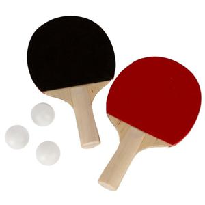 Tafeltennis setje - 2 bats en 3 ballen - hout/kunststof - 23 x 14 cm   -