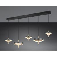 Trio 5-lichts hanglampKeaton zwart met goud - 340210580