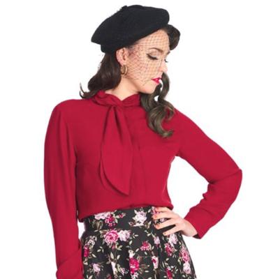 Banned Grace Blouse Burgundy -XL
