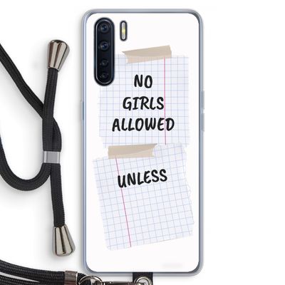 No Girls Allowed Unless: Oppo A91 Transparant Hoesje met koord