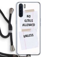 No Girls Allowed Unless: Oppo A91 Transparant Hoesje met koord