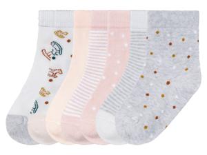 lupilu Peuters meisjes sokken, 7 paar, met bio-katoen (23/26, Wit/lichtroze/grijs)