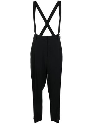 Brunello Cucinelli pantalon court à détails de bretelles - Noir