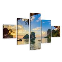 Schilderij - Strand in Thailand, 5 luik, Premium Print - thumbnail