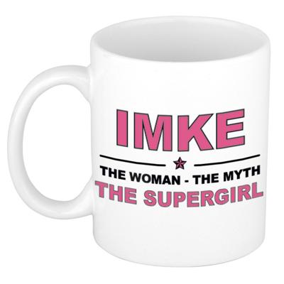 Imke cadeau mok - Woman Myth Supergirl - naam koffiemok - 300 ml - collega - moederdag