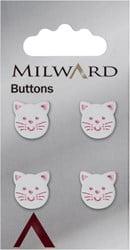 Milward Knoop Poes Wit/Roze 14mm (4 stuks)