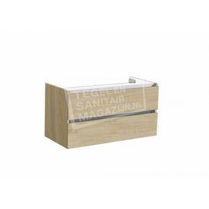 Sanilux trendline 100x47 cm Losse Onderkast met 2 Laden Light Wood