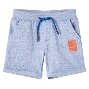 Kindershorts met trekkoord 116 gemleerd blauw