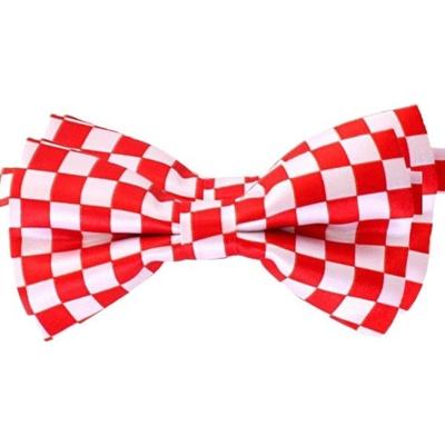 Brabant Carnaval Vlinderstrikje - 2x - rood wit geblokt - 12 cm