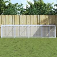 Kippenhok met dak 403x98x90 cm gegalvaniseerd staal lichtgrijs