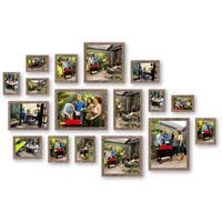 HAES DECO - Collage set 17 houten fotolijsten Paris bruin - SP001905-17 - thumbnail