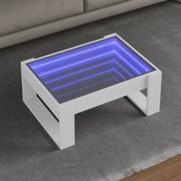 Salontafel met Infinity LED 70x53x30 cm wit
