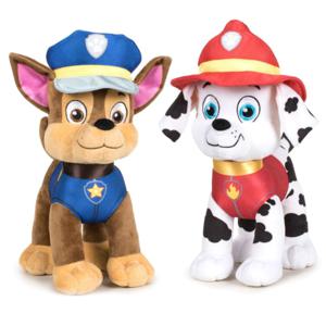 Paw Patrol figuren speelgoed knuffels set van 2x karakters Marshall en Chase 19 cm