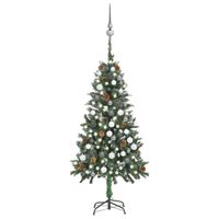 vidaXL Kunstkerstboom met verlichting kerstballen dennenappels 150 cm - thumbnail