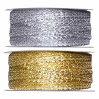 2x Hobby/decoratie metallic zilver en goud sierlinten 3 mm x 25 meter - thumbnail