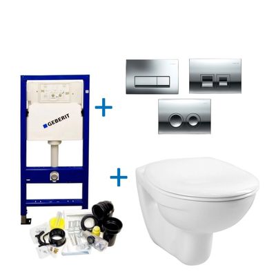 Geberit UP100 Toiletset Compleet Start | Inbouwreservoir | Wandcloset met drukplaat
