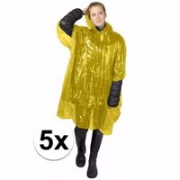 5x wegwerp regenponcho geel One size  -