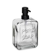 Luxe zeeppompje/dispenser PURE - misty transparant - glas - 18 x 10 cm - 570 ml - thumbnail