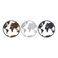 Decoratieve figuren DKD Home Decor Wereldkaart Zwart Koper Wit 40 x 1 x 40 cm (3 Onderdelen)