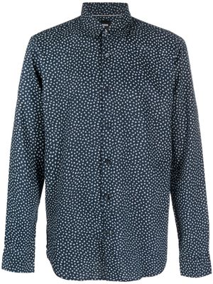 BOSS chemise en lin à imprimé abstrait - Bleu
