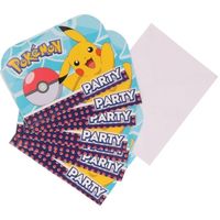 Pokemon verjaardags uitnodigingen 16 stuks - Uitnodigingen - thumbnail