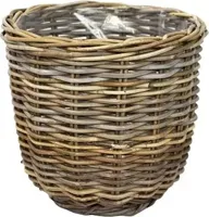 Rotan Rattan grote plantenmand grijs 36x35cm