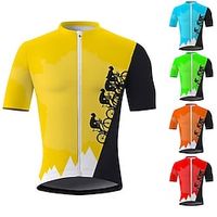 Voor heren Wielrenshirt Korte mouw Fietsen Shirt Kleding Bovenlichaam met 3 achterzakken Bergracen Wegwielrennen Ademend Sneldrogend Vochtregelerend Reflecterende strips Geel Rood Blauw Grafisch Lightinthebox - thumbnail