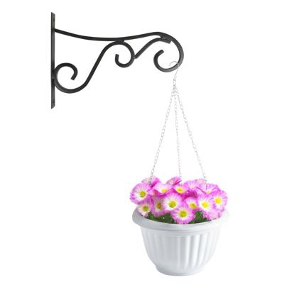 Hangpot + Muurhaak Trani - wit - D25 cm - kunststof - metaal - tuinaccessoires