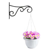 Hangpot + Muurhaak Trani - wit - D25 cm - kunststof - metaal - tuinaccessoires