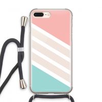 Strepen pastel: iPhone 8 Plus Transparant Hoesje met koord
