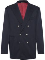 Brunello Cucinelli blazer en soie à boutonnière croisée - Bleu