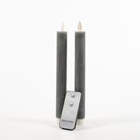Led dinerkaarsen - 2x st - grijs - 23 cm - met afstandsbediening