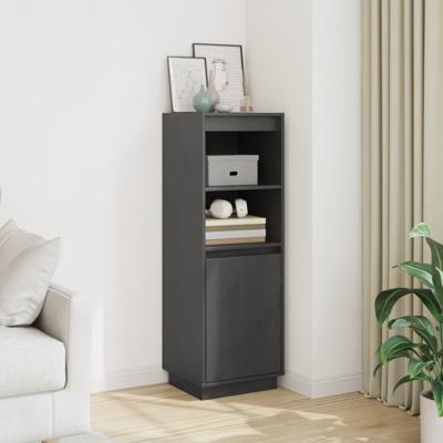 Hoge kast 37x34x110 cm massief grenenhout grijs