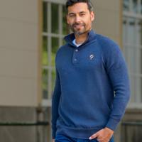 Heren Trui Oldehove - Denimblauw Melange