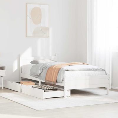 Bedframe zonder matras massief grenenhout wit 75x190 cm