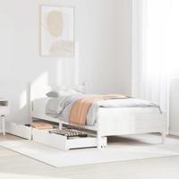 Bedframe zonder matras massief grenenhout wit 75x190 cm