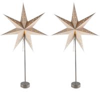 Set van 2x stuks verlichte kerstster lampionnen op standaard 60 cm op batterijen - Kerststerren