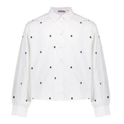 Geisha winter blouse meisjes - wit/zwart - harten