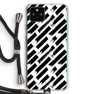 Zwarte vegen: Pixel 5a 5G Transparant Hoesje met koord